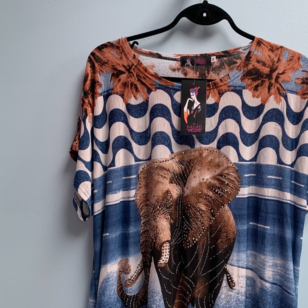 elephant tshirt blouse y2k